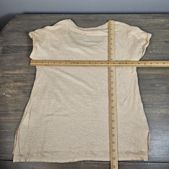 Lilly Pulitzer Size XS Inara 100% Linen Top Sand Dune Gold Shimmer Lightweight - Picture 3 of 7